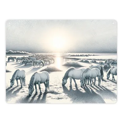 Produktbild von Landschaft mit Pferden Metallschild in 15x20 cm