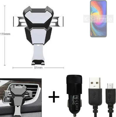 Produktbild von K-S-Trade KFZ Halterung kompatibel mit UMIDIGI F3 Halterung Lüftungshalterung Lüftungsschlitz schwarz-silber Autohalterung Handy inkl. KFZ