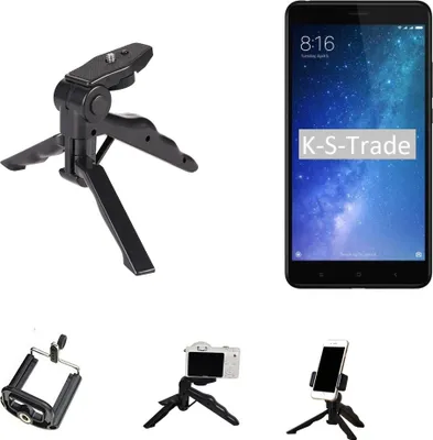 Produktbild von K-S-Trade Stativ Tisch-Ständer Dreibein Handy-Stativ Ständer kompatibel mit Xiaomi Mi Max 3 Mini-Stativ Smartphone Tripod Handy-Stativ aus Plastik