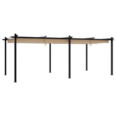Image de Tonnelle de jardin avec toit rétractable taupe 3x6 m aluminium