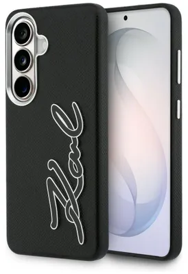 Obrázek produktu pro Kovové pouzdro s logem Karl Lagerfeld Grained Signature pro Samsung Galaxy S26 - černé
