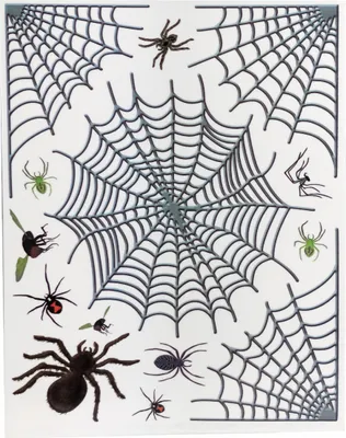 Produktbild von Selbsthaftende Spinnen & Spinnennetz Fensterfolie für Halloween