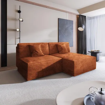 Produktbild von Masseno Ecksofa FIORO mit Schlaffunktion L-Form, Sofa mit Bettkasten, Wohnzimmersofa, Couch, Soffa, Bettsofa, Couchgarnitur- Braun, TILIA 52