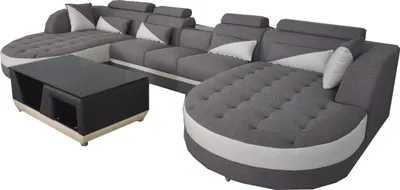 Productafbeelding van Stoffen bank, moderne bank, gestoffeerde woonkameropstelling + tafel, design hoekbank, zitmeubel