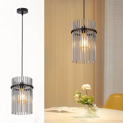Zdjęcie produktu dla ZMH lampa wisząca na stół do jadalni 1 płomienna - lampa wisząca czarna E27 lampa do jadalni szklany klosz Ø 16 cm do jadalni sypialni kawiarni baru kuchni (bez żarówki)