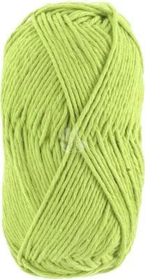 A single ball of green yarn on a white background.