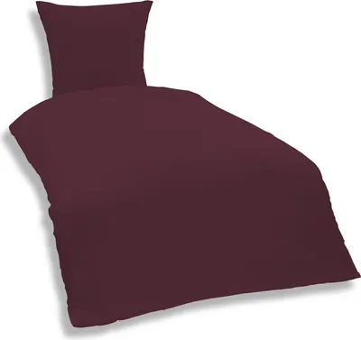 Produktbild von Uni Bettwäsche 135x200 cm bordeaux rot Einfarbig Renforce Baumwolle Garnitur