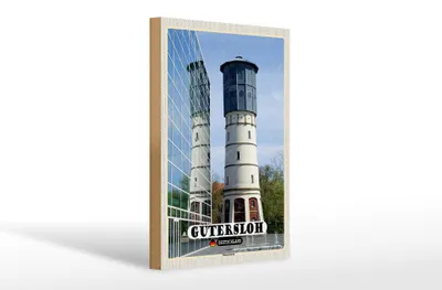 Produktbild von Holzschild Städte Gütersloh Wasserturm 20x30cm