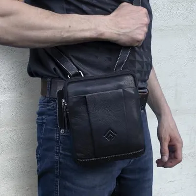 Produktbild von Leder Umhängetasche für Herren - Vintage Schultertasche - Praktische Messenger-Bag für den Alltag und die Arbeit