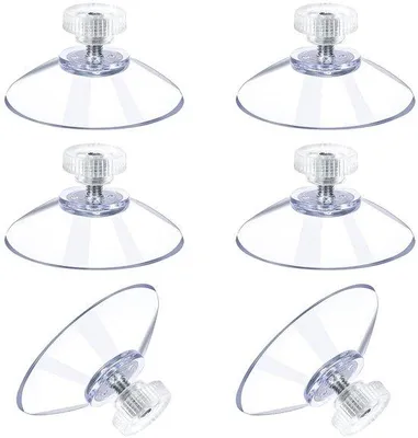 Produktbild von Unyqoos® 6er-Set transparente PVC-Saugnäpfe mit Gewinde & Rändelmutter – bohrfreie Befestigung für Glas, Spiegel, Fliesen und Metall