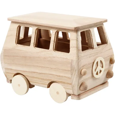 Produktbild von CREATIV COMPANY Deko Minibus 17x10x13cm, aus hellem Holz