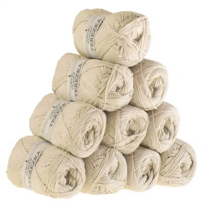 Produktbild von 10 x 50g Strickgarn Terezka 100% Baumwolle Baumwollgarn Häkelgarn, Farbe:naturweiß