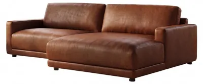 Produktbild von KAWOLA Sofa MARLIN Ecksofa Lederfaserstoff cognac Longchair rechts, KI-generiertes Bild