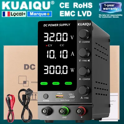 Image de Alimentation de laboratoire - Alimentation DC réglable - 0 à 32V, 10,1A, 300W - Tension de sortie stabilisée - Protection OVP/OCP - Prise secteur 220V (UE)