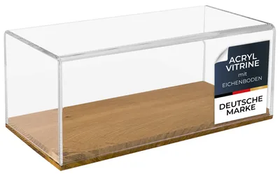 Produktbild von HMF 46874 Acryl Vitrine mit Holzsockel für Modellautos, 34 x 16 x 14 cm
