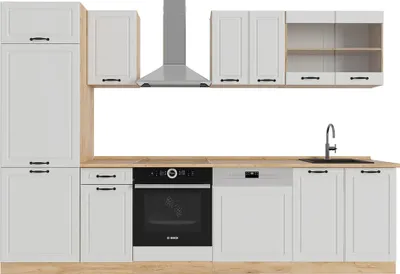 Zdjęcie produktu dla Aneks kuchenny Vicco R-Line Biały dworek/złoty dąb 300 cm , BP Dąb, Model 53408