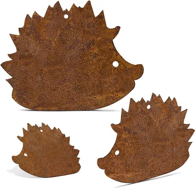 Produktbild von Rostikal Hängedeko Igel Figuren 3er Set Edelrost Gartendeko Herbst Fensterdeko hängend