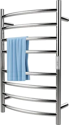 Immagine prodotto di Scaldasalviette elettrico – 8 barre – 125 W – Acciaio inossidabile lucidato a specchio – Montaggio a parete – 45–55 °C – Per bagno e uso domestico