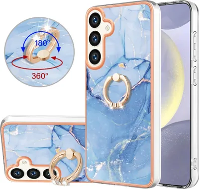 Image de Etui pour Samsung Galaxy S24+ étui de protection en silicone avec anneau bleu