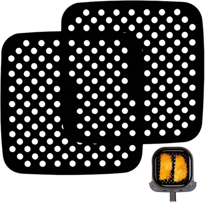 Produktbild von Silikon Backmatten, 2 Stück, 21,5 cm, wiederverwendbar, für Heißluftfritteuse
