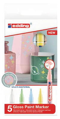 Produktbild von Edding 751, Blau, Grün, Pink, Weiß, Gelb, Rundspitze, Mehrfarbig, Aluminium, Fein, 1 mm
