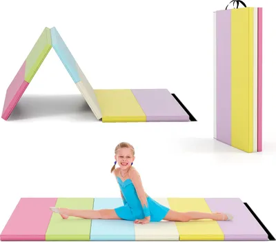 Obrázek produktu pro COSTWAY skládací podložka do tělocvičny, měkká podlahová podložka 180 x 120 cm, gymnastická podložka 5násobná skládací ze syntetické kůže s rukojetí pro přenášení, sportovní podložka, fitness podložka