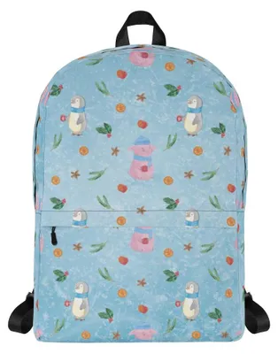 Produktbild von Mr. & Mrs. Panda Schulrucksack Schwein Glühwein - Eisblau - Geschenk, Weihnachten, Punsch, Rucksack, Business-Rucksack, Glühschwein, Laptoprucksack, Weihnachtsmarkt