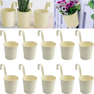 Produktbild von Hängender Blumentopf 10 cm, 10 Stück, Mit Abnehmbaren Haken, Abflusslöchern, Für Balkon, Garten