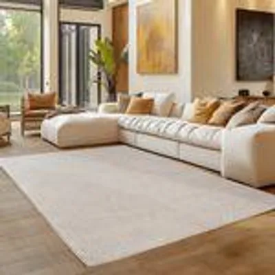 Produktbild von Bouclé Teppich Carpettex für Wohnzimmer Schlafzimmer Büro weich pflegeleicht strapazierfähig modern , Größe : 280 x 370 cm , Farbe : Creme-1