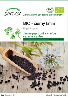Obrázok produktu pre SAFLAX - BIO - čierny kmín - Nigella sativa - 300 Semená