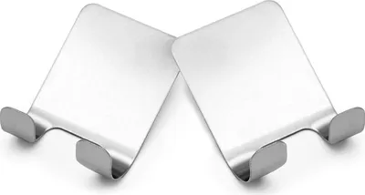 Produktbild von Intirilife Rasierer Halter Selbstklebend aus Edelstahl in Silber - 4.5 x 6.3 x 2.5 cm - Haken Halterung für Nassrasierer Handtücher Tücher Badeschwämme ohne Bohren