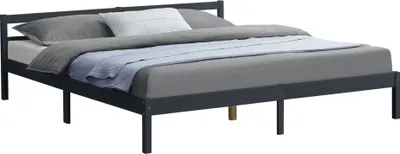 Produktbild von Łóżko drewniane Nakkila rama łóżka 180x200 cm łóżko podwójne z zagłówkiem łóżko podwójne drewno sosnowe ciemnoszare [en.casa]