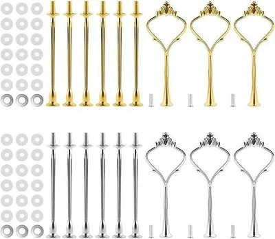 Produktbild von 3-Ebenen Tortenständer Set von 6 Gold Silber