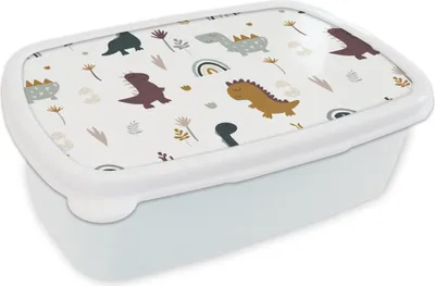 Produktbild von KitchenYeah® Lunchbox Brotzeit Brotdose 17x11 cm Schnittmuster - Jungen - Dino Kinder Brotzeitdose - Lunch Box - Kinder - Sandwich-Box - Schulbox - Lunch Boxen