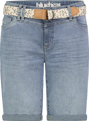 Produktbild von Sublevel Denim Bermuda Jeans Shorts mit Flechtgürtel und Umschlag Größe: XS