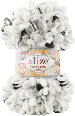 Produktbild von 100g Strickgarn ALIZE Puffy Fine Color, Fingerstrick Fingerstrick-Wolle ohne Nadel