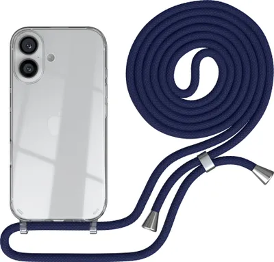 Produktbild von EAZY CASE Handykette mit Hülle für Apple iPhone 16 Backcover Handykette, zum Umhängen in Dunkelblau