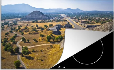 Produktbild von KitchenYeah© Herdabdeckplatte Mond- und Sonnenpyramiden in Teotihuacán in Zentralmexiko , 83x51cm, Küche Deko, Glaskeramikkochfeld Herdabdeckung, Abdeckplatte fùr Kochfeld