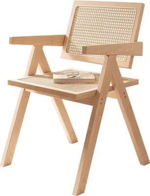 Produktbild von Essstuhl BOHO mit Rattan – Naturholz