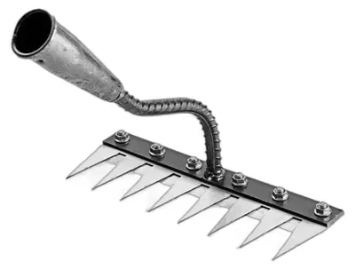 Produktbild von Gartenrechen, robuster Unkrautstecher aus Kohlenstoffstahl mit 5/6/7/8 Zinken, Handrechen zum Ausreißen von Unkraut für Garten, Rasen, Landschaftsbau