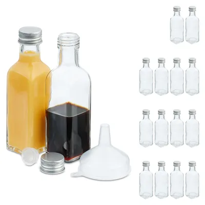 16 Glasfläschchen 100 ml mit Schraubdeckel & Trichter