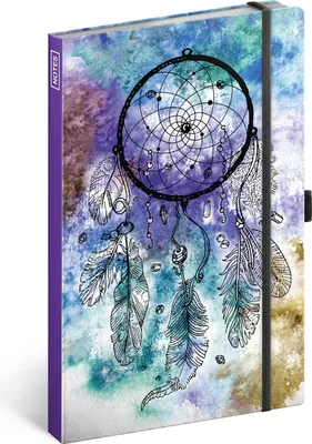Image de Carnet de notes ligné avec élastique - Bloc-notes pour femmes et jeunes filles - Journal intime Notebook pour l'école et le travail (attrape-rêves)