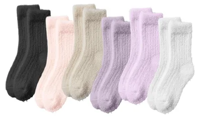 Obrázok produktu pre 6 párov teplých ponožiek pre dámy, veľkosť 35-41, hrubé, zateplené ponožky, plyšové domáce papuče vyrobené z polyesteru