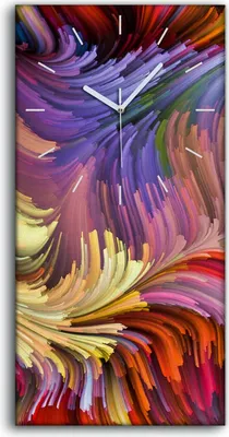 Produktbild von Leinwand Wanduhr Wandkunst Uhr 30x60 Abstraktes Design Flüssiglackierung - weiße Hände