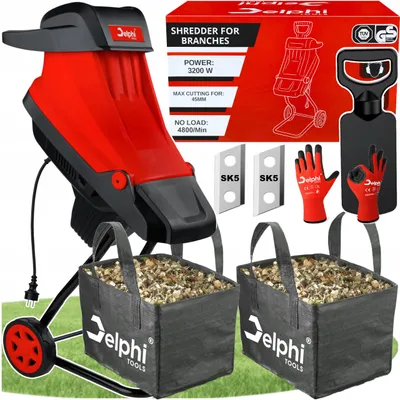 Produktbild von Delphi Tools | Häcksler elektrisch - 3200W - 45mm Astdurchmesser - 2x Fangsack - IP24
