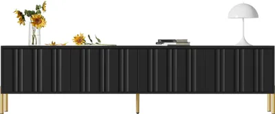 Produktbild von Schwarzes TV-Schrank, 190 cm(L) x 38 cm(W) x 48 cm(H), goldene Tischbeine