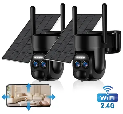 Productafbeelding van Bewakingscamera voor Buiten – Draadloze Beveiligingscamera met 1440p HD Dual Lens en Zonnepaneel