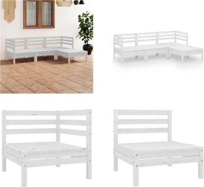 Produktbild von vidaXL 4 tlg. Garten Lounge Set Massivholz Kiefer Weiß - Garten-Lounge-Set - Garten-Lounge-Sets - Palettensofa-Set - Palettensofa-Sets