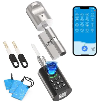 Produktbild von Elektronisches Türschloss Fingerabdruck Smart Lock - 60 bis 90 mm Türstärke - IP65 wasserdicht - Schwarz