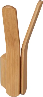Obrázek produktu pro 2 ks bambusových nástěnných háčků, k přišroubování, dvojité věšáky do šatny, háčky na oděvy, rozměry: 15 x 6,5 x 6 cm, přírodní